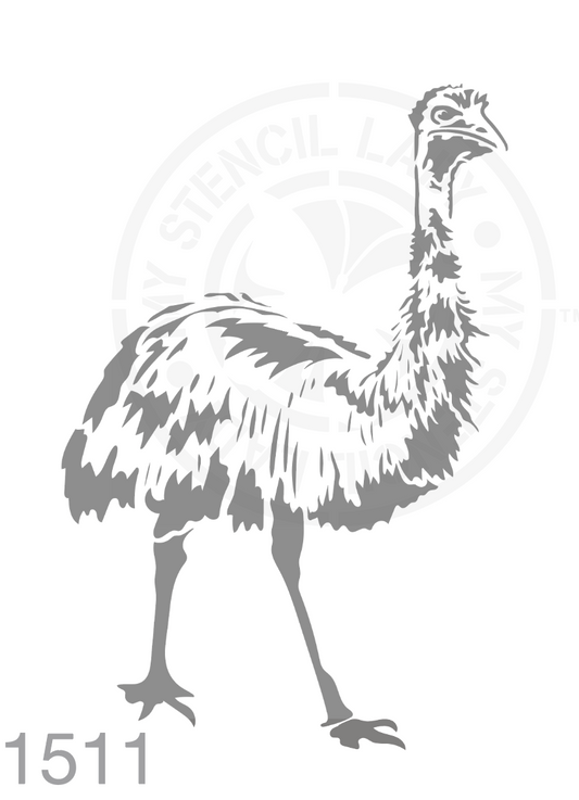 Emu Hand Drawn Illustration Stencil 1511 Australian Natives Plants and Animals Reusable Templates and Stencils