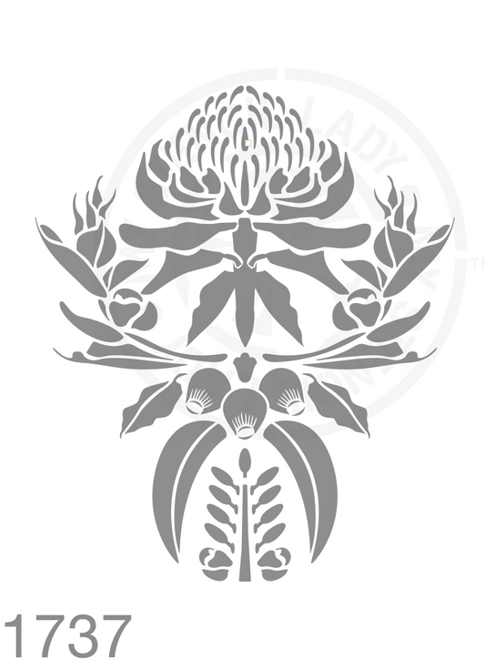 Waratah and Australian Flora Damask Stencil 1737 Reusable Wall Stencils and Templates