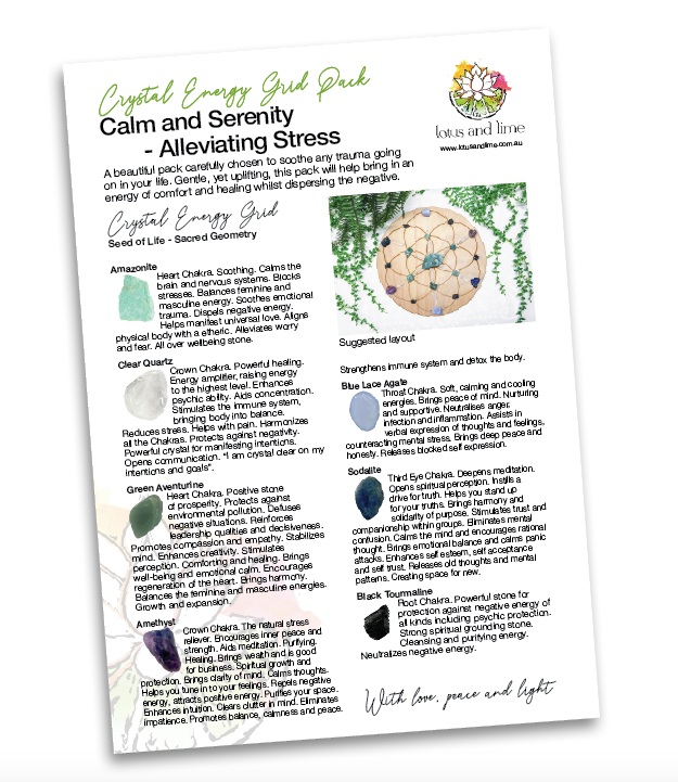 Calm and Serenity, Alleiviating Stress B - Crystal Energy Grid Pack