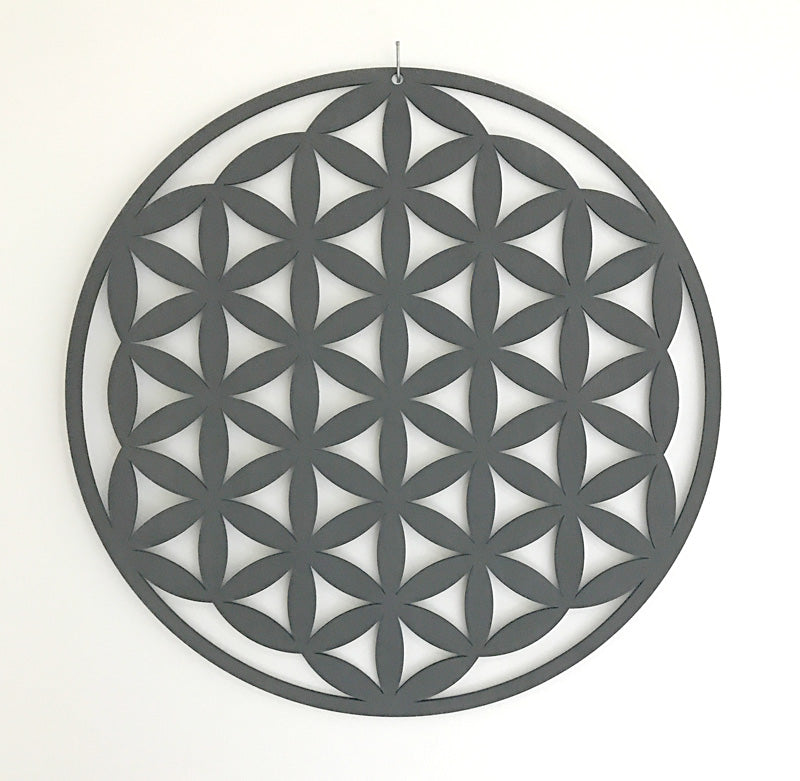 Charcoal Flower of Life Mandala Timber Hanging