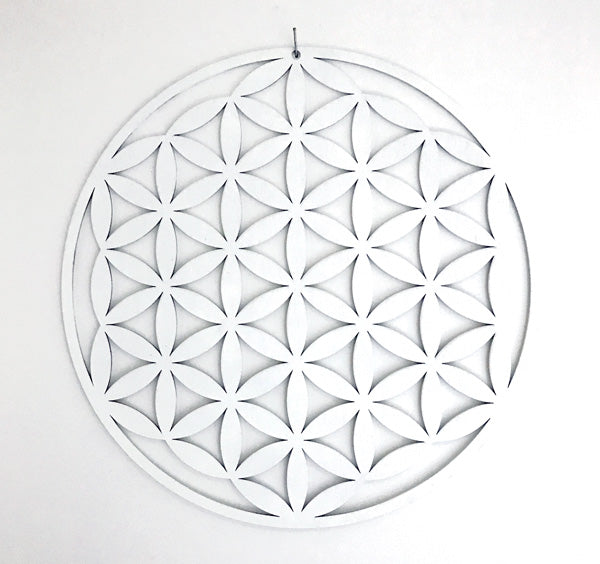 White Flower of Life Mandala Timber Hanging