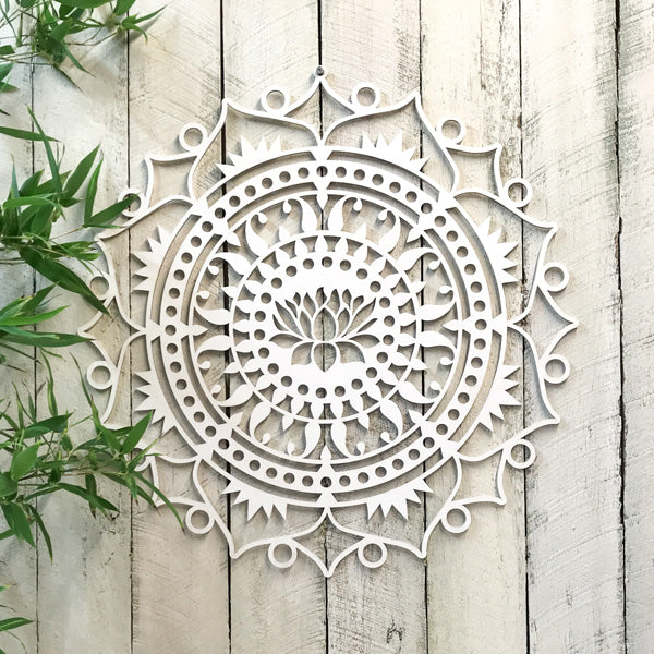 White Lotus Mandala Timber Hanging